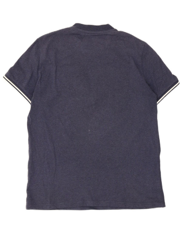 Fred Perry Camiseta Con Cuello Y Cremallera Para Hombre Top Rayas Azul Marino Mediano