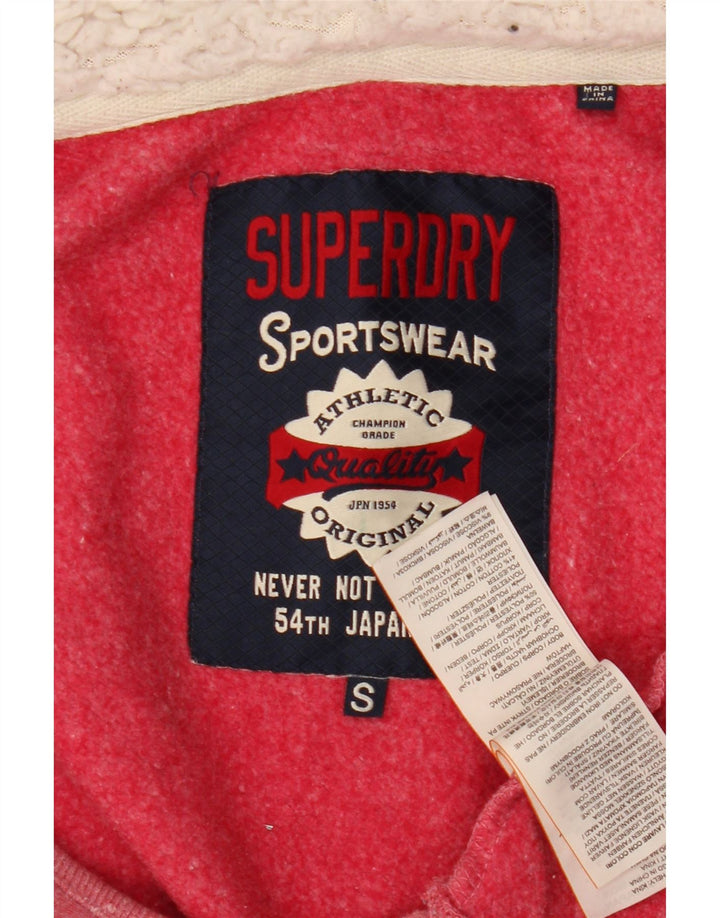 Superdry Sudadera con capucha y cremallera gráfica para mujer, talla 40, poliéster rosa pequeño