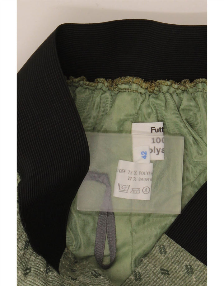 Falda midi vintage para mujer IT 42 Mediana W30 Poliéster manchado verde