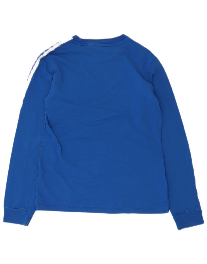 Adidas Mujer Top Manga Larga UK 8 Pequeño Algodón Azul