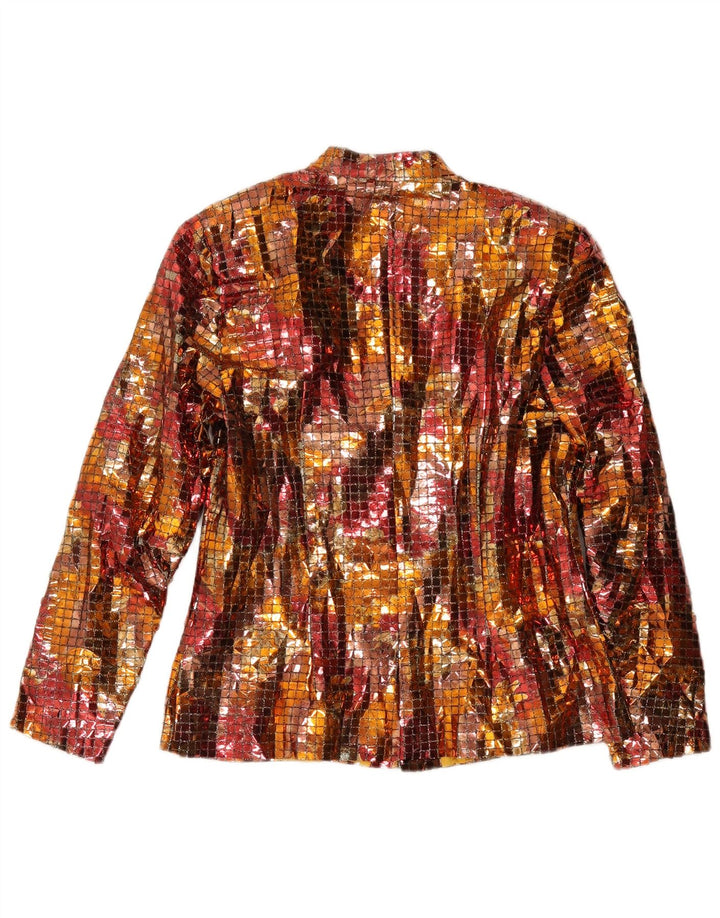 Vintage mujer 3 botones Blazer chaqueta Reino Unido 14 medio multicolor