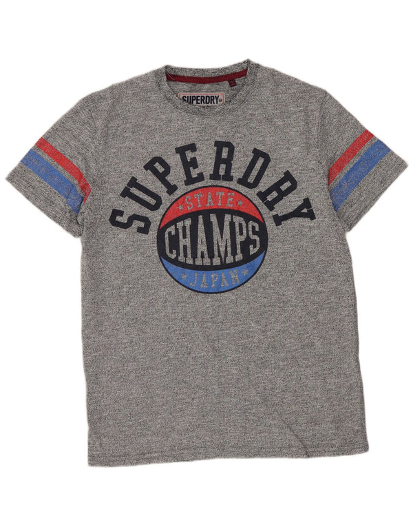 Superdry Camiseta gráfica para hombre Top pequeño de algodón moteado gris