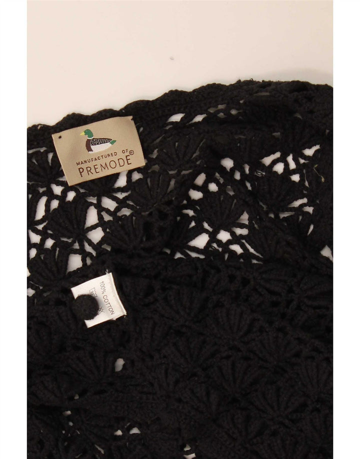 Premode - Cárdigan de ganchillo para mujer, talla 40, tamaño mediano, algodón negro