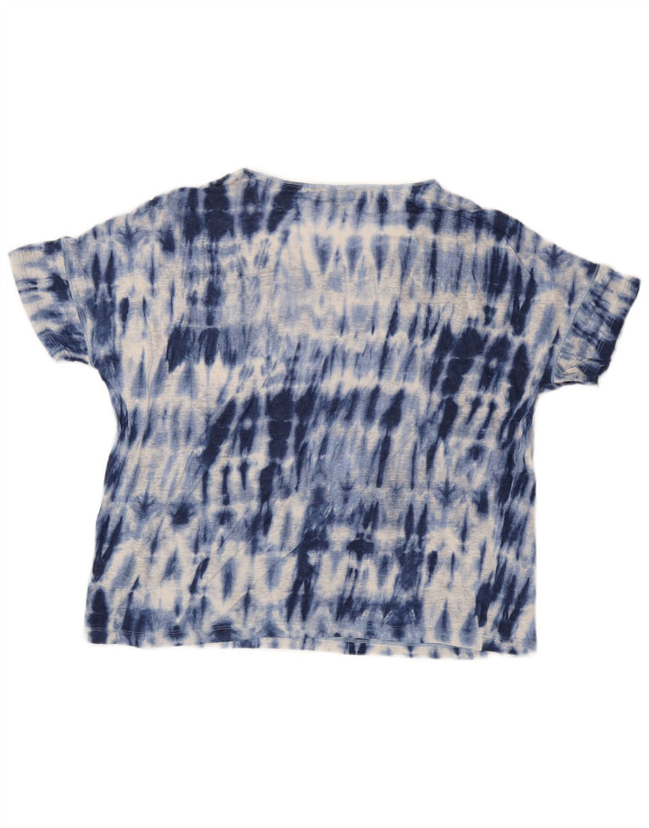 RALPH LAUREN Camiseta para mujer Top UK 14 Azul medio Tie Dye Linen