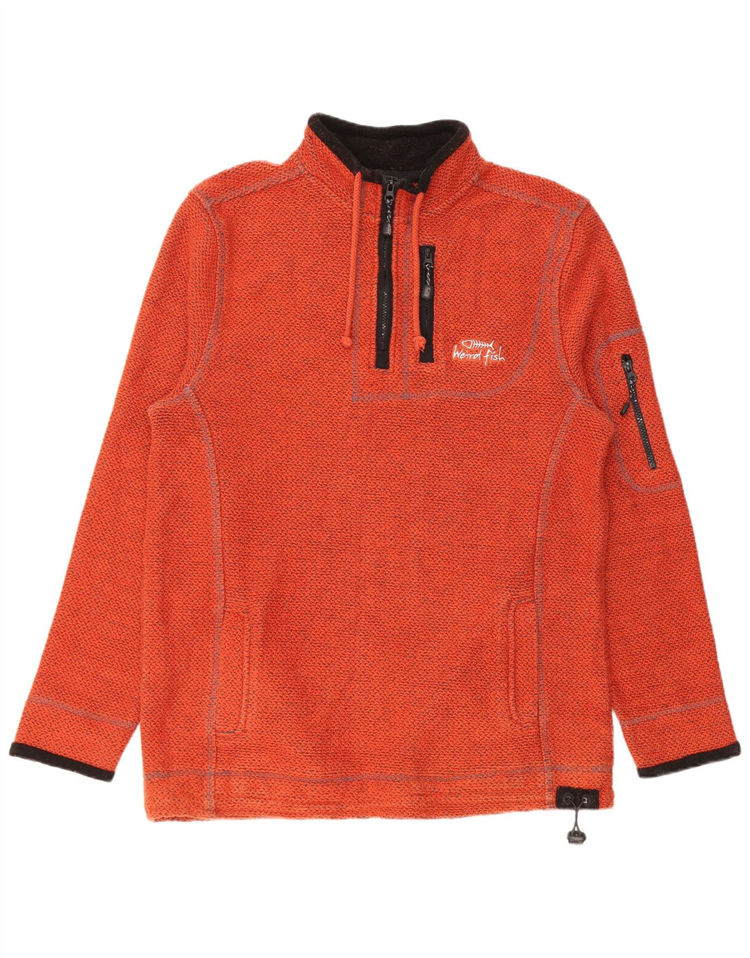 Weird Fish Hombre Gráfico 1/4 Cremallera Sudadera Jumper Grande Algodón Naranja