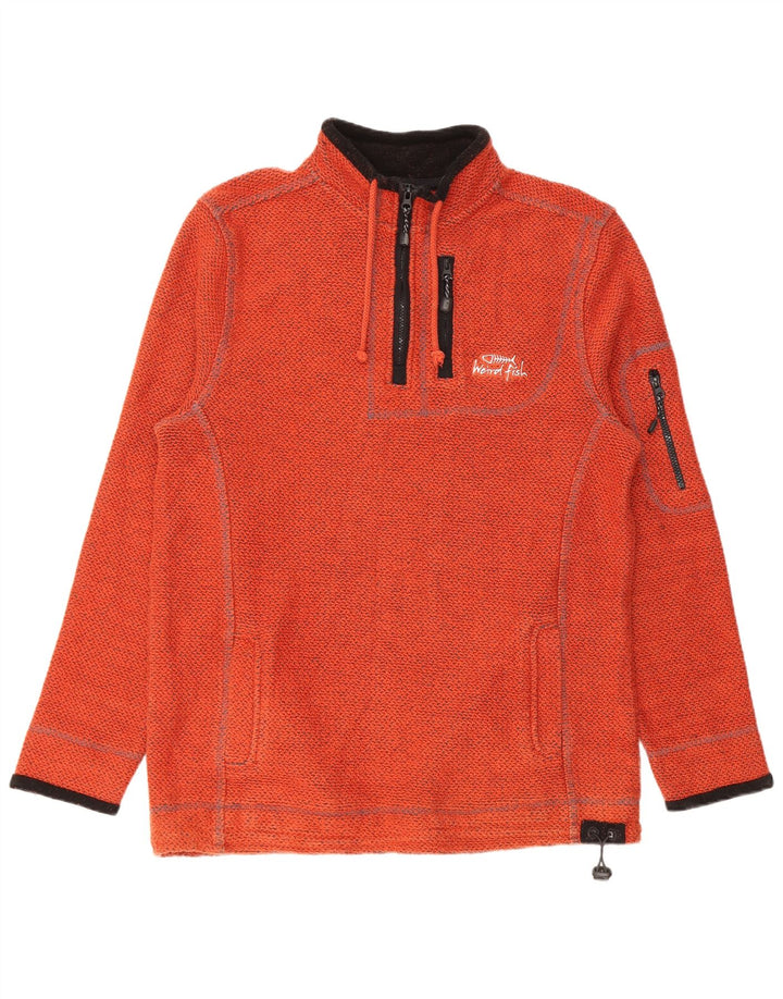 Weird Fish Hombre Gráfico 1/4 Cremallera Sudadera Jumper Grande Algodón Naranja