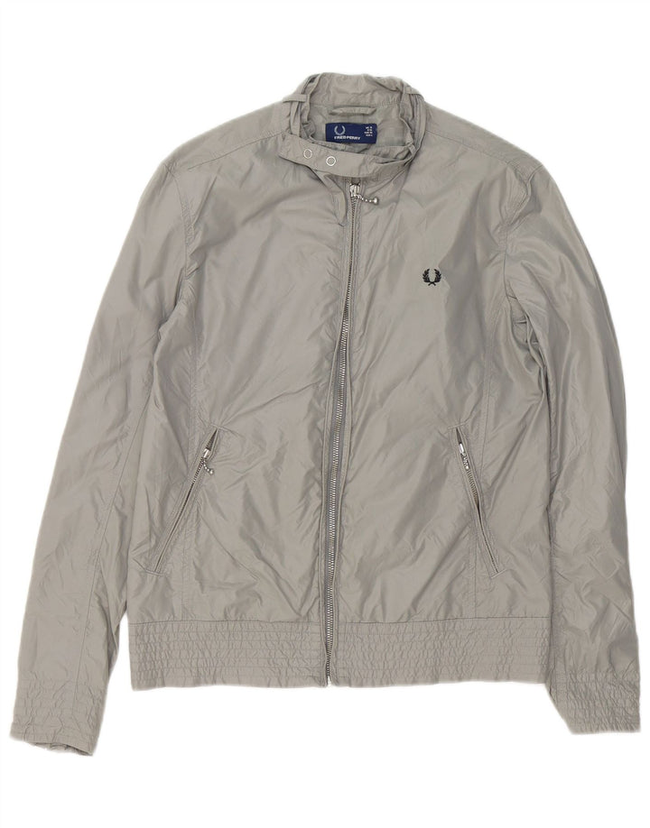 Fred Perry Chaqueta Bomber para Mujer UK 10 Small Gris Nylon