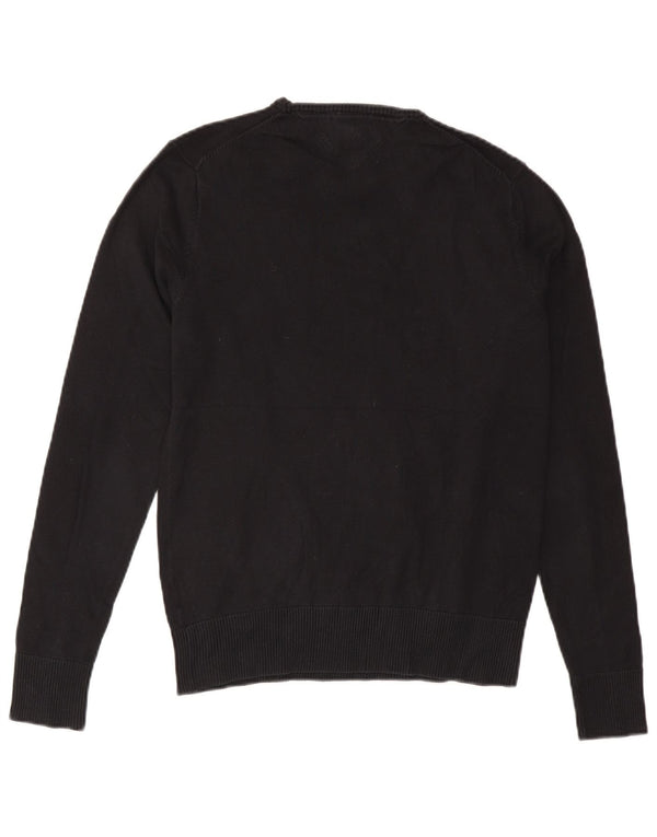 Tommy Hilfiger Jersey con cuello redondo para hombre, jersey de algodón negro mediano
