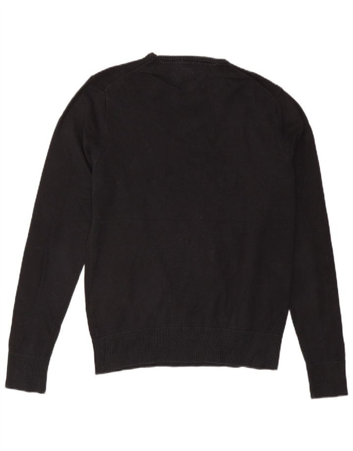 Tommy Hilfiger Jersey con cuello redondo para hombre, jersey de algodón negro mediano