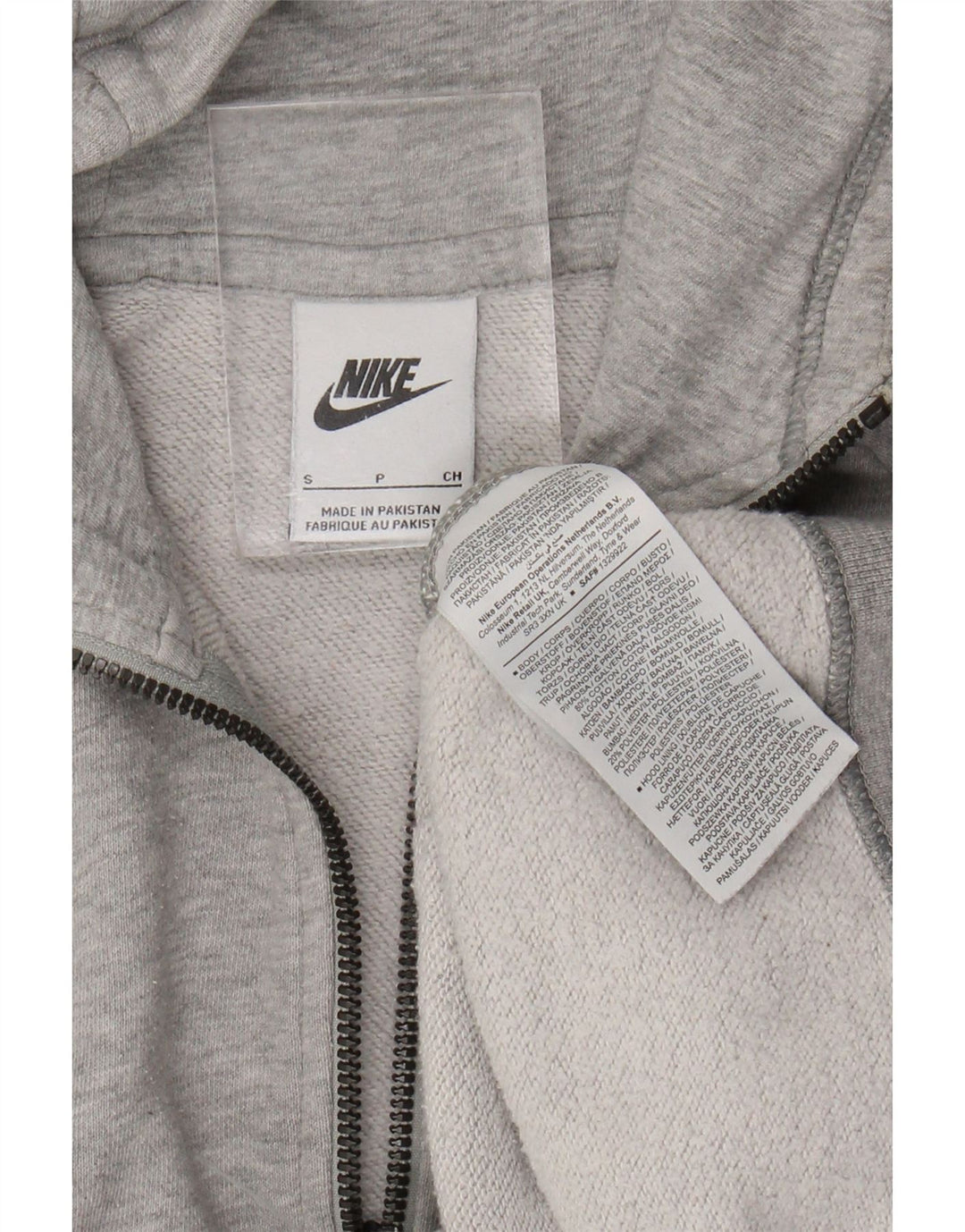 NIKE Sudadera con capucha y cremallera para hombre, talla pequeña, algodón moteado gris