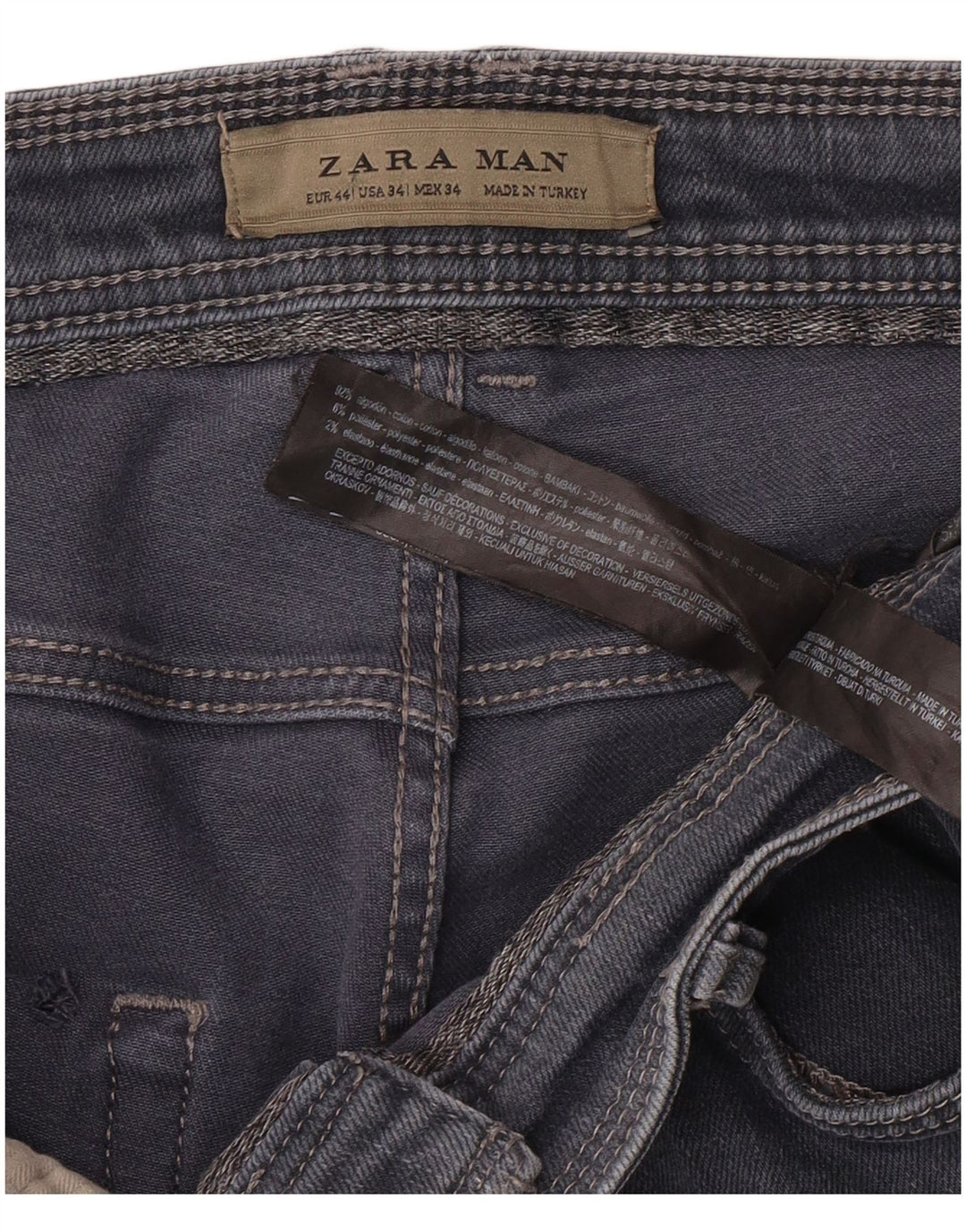ZARA Vaqueros Slim para Hombre EU 44 Large W34 L30 Algodón Azul