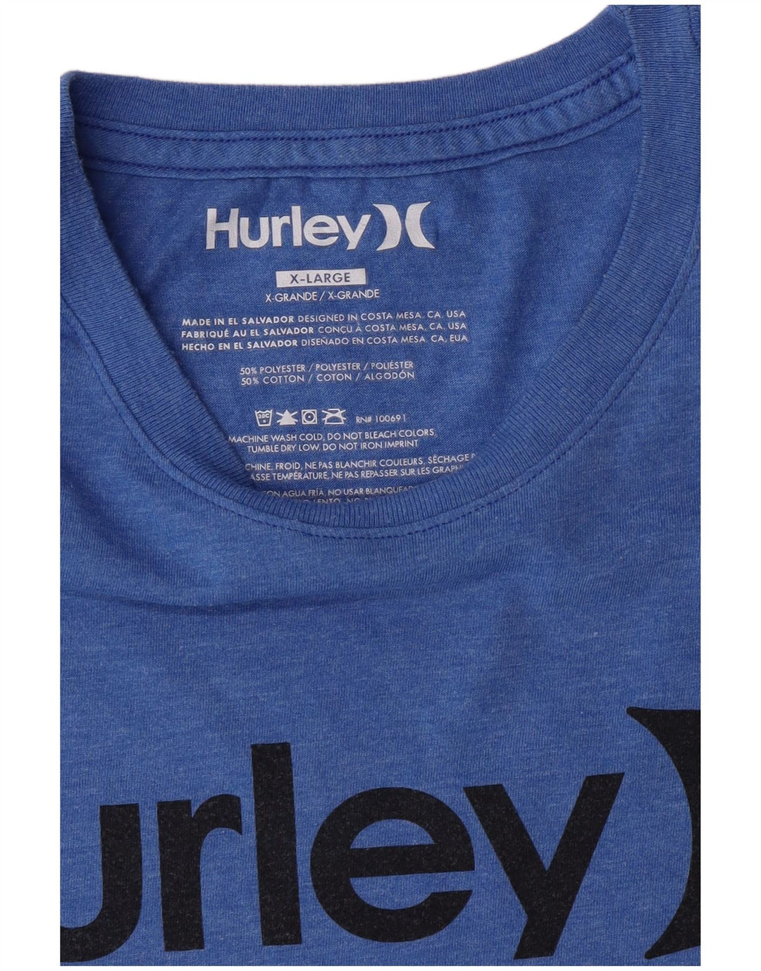 Hurley Camiseta Gráfica Hombre Top XL Poliéster Azul