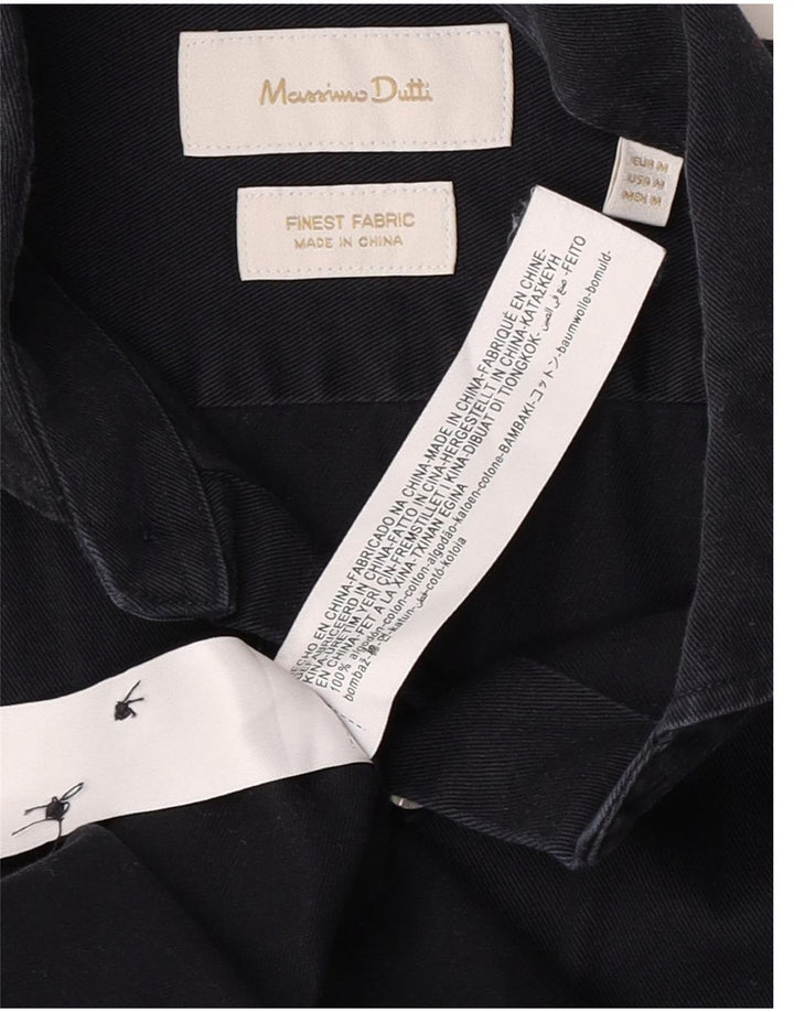Camisa Massimo Dutti Hombre Mediana Azul Marino Algodón Classic