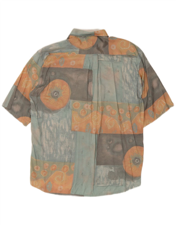 Vintage hombres patrón abstracto camisa de manga corta grande multicolor