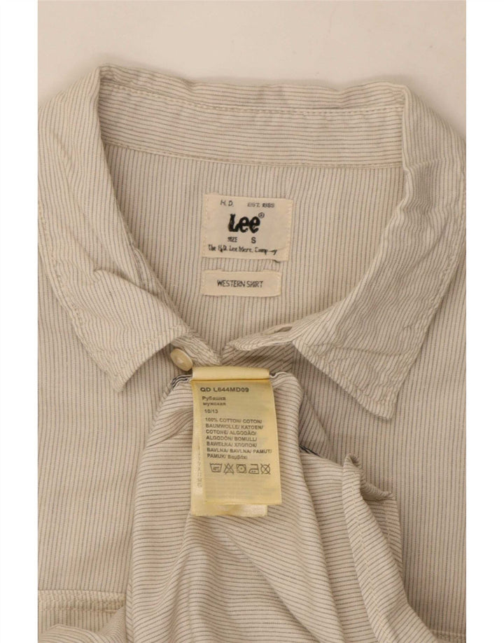 Lee Camisa De Franela De Algodón A Rayas Beige Pequeña Para Hombre