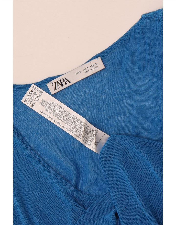 Zara Mujer Crop Vest Top UK 8 Small Acrílico Azul