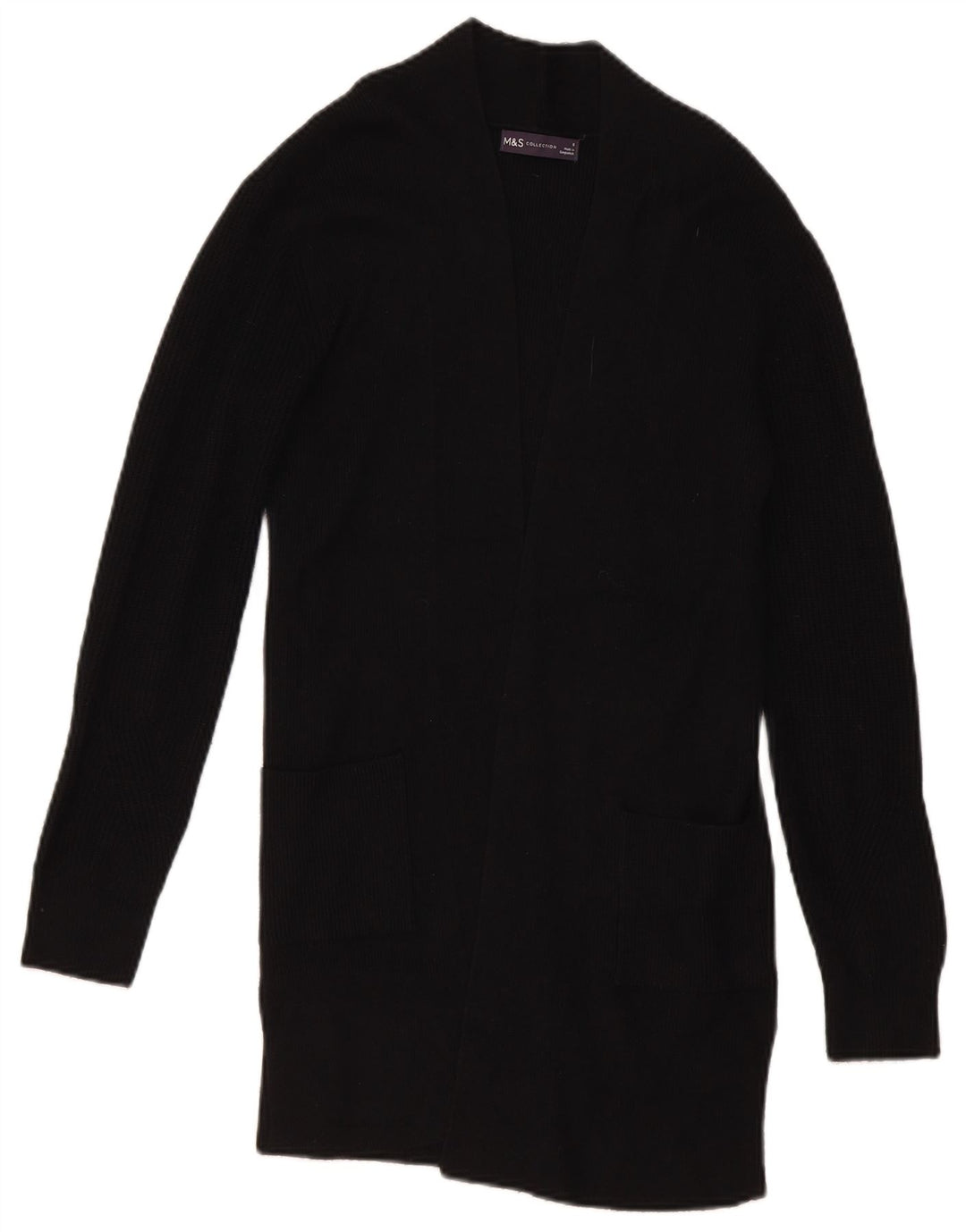 Marks & Spencer Suéter tipo cárdigan abierto para mujer UK 8 Small Viscosa negra