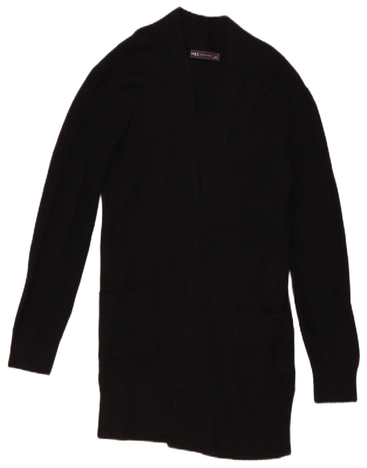 Marks & Spencer Suéter tipo cárdigan abierto para mujer UK 8 Small Viscosa negra