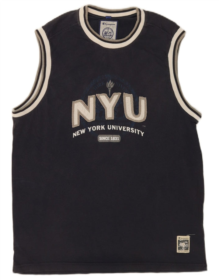 Champion Camiseta Sin Mangas Con Gráfico De La Universidad De Nueva York Para Hombre Azul Marino Mediano