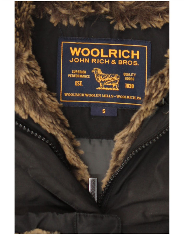 Woolrich Abrigo acolchado con capucha para mujer UK 10 Small Poliéster negro