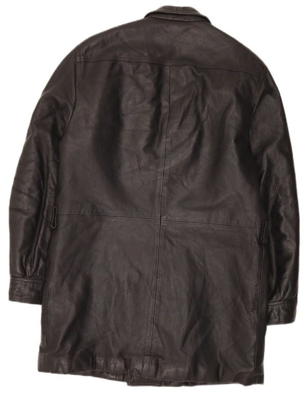 Chaqueta de cuero vintage para hombre IT 48 Medio Negro