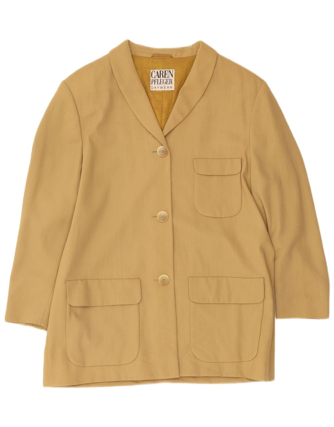 Chaqueta Blazer De 3 Botones Para Mujer EU 40 Lana Beige Mediana