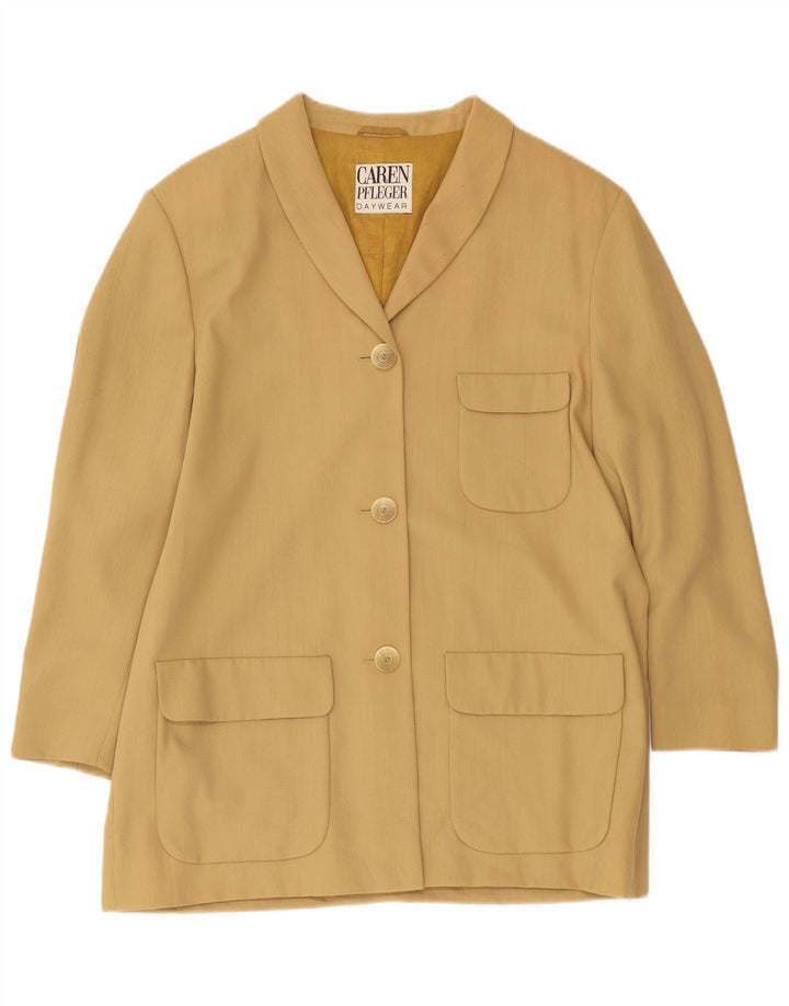 Chaqueta Blazer De 3 Botones Para Mujer EU 40 Lana Beige Mediana
