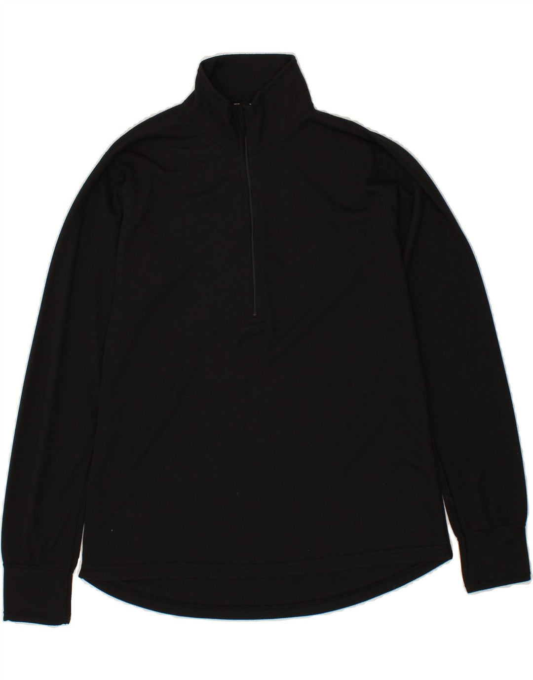 LANDS END Womens Zip Neck Top Long Sleeve UK 10/12 Medium Black Polyester Vintage Lands End and Second-Hand Lands End from Messina Hembry 