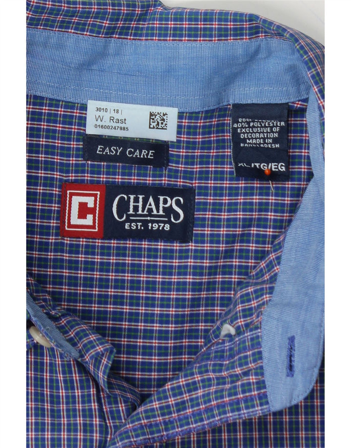 CHAPS Mens Shirt XL Blue Check Cotton Vintage Chaps and Second-Hand Chaps from Messina Hembry 