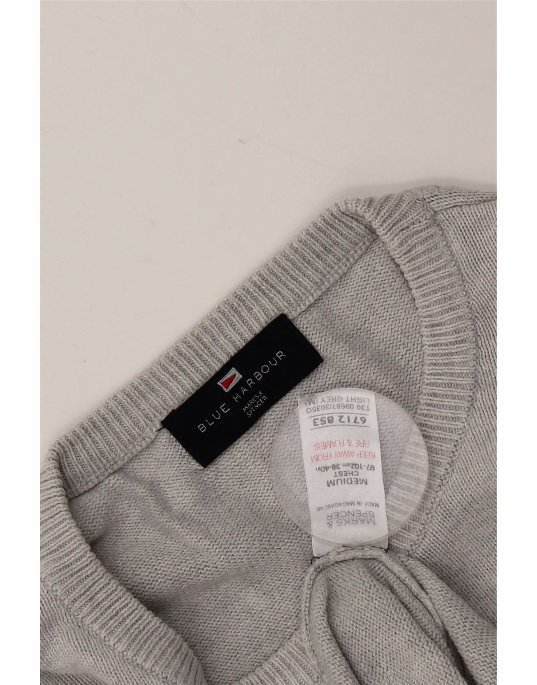 Marks & Spencer Suéter tipo jersey con cuello redondo para hombre UK 38/40 Gris medio