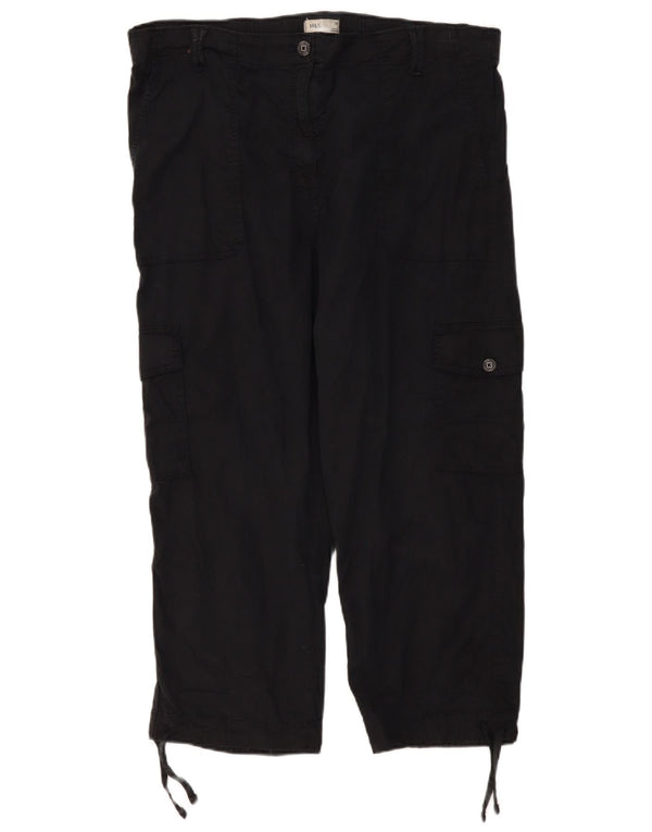 Marks & Spencer Pantalones Capri Cargo para Mujer UK 20 2XL W40 L23 Lyocell Negro