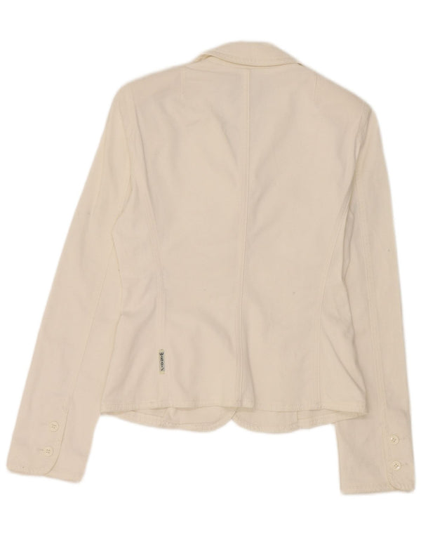 Armani Jeans Chaqueta Blazer de 3 Botones para Mujer UK 10 Small White Cotton