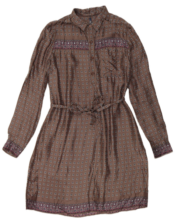 Woolrich Vestido tubo de manga larga para mujer UK 44 Gris medio Geométrico