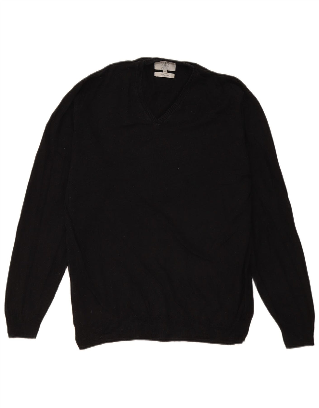 Marks & Spencer Jersey Regular Fit con Cuello en V para Hombre Algodón Negro Mediano