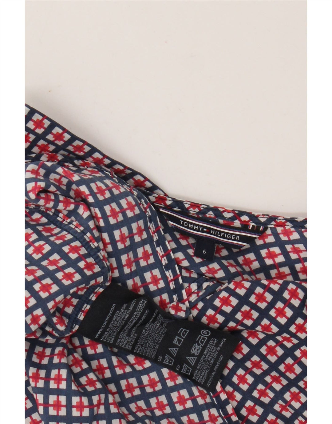 Tommy Hilfiger Blusa para mujer Top US 6 Medio Azul Marino Algodón Geométrico
