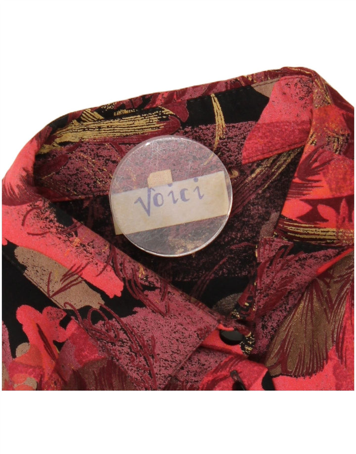 Vintage mujer 2 piezas falda set Reino Unido 12 Medio W27 Borgoña Floral Retro