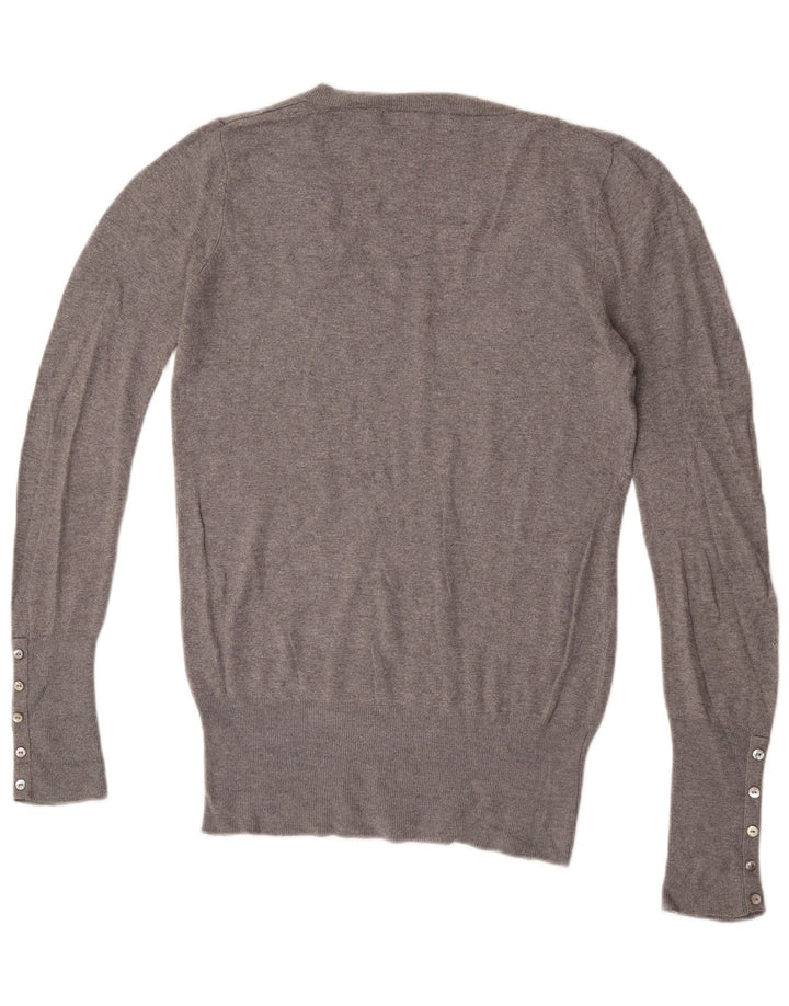Zara Hombre Jersey Con Cuello En V Jersey Rayón Moteado Gris Grande