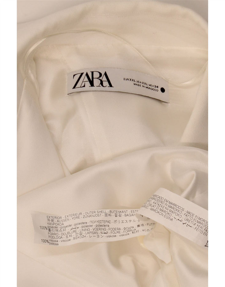 ZARA Abrigo Sin Mangas Mujer ES 40 2XL Blanco Poliéster