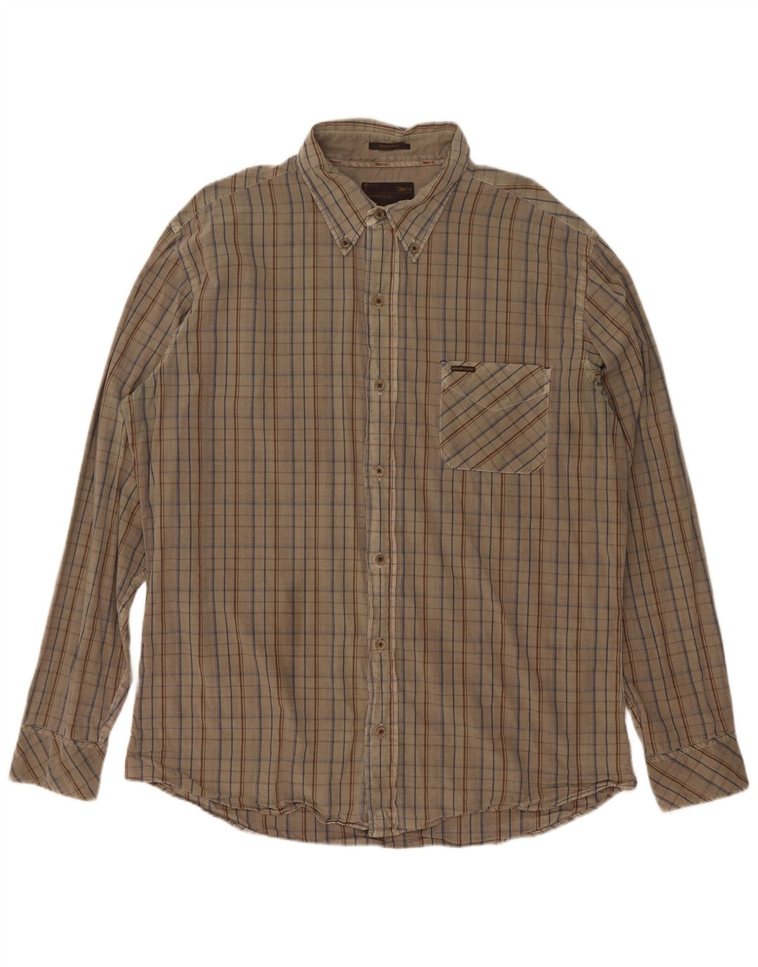 Marlboro Classics Camisa de corte regular para hombre 2XL Algodón a cuadros caqui