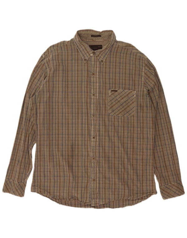 Marlboro Classics Camisa de corte regular para hombre 2XL Algodón a cuadros caqui