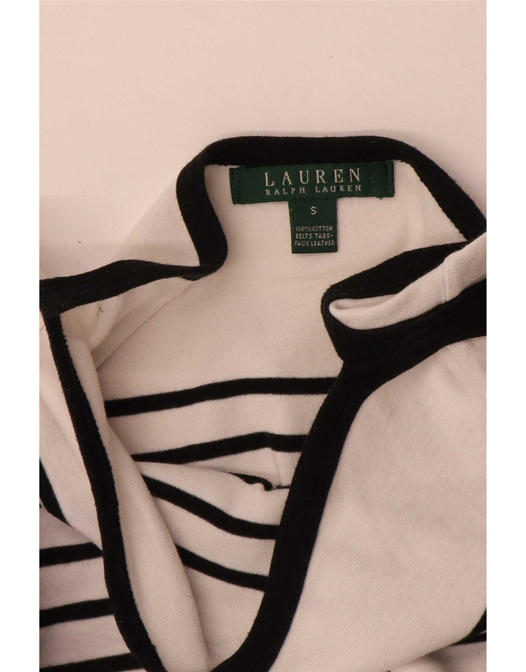 Ralph Lauren Vestido básico de manga corta para mujer UK 10 Pequeño blanco a rayas