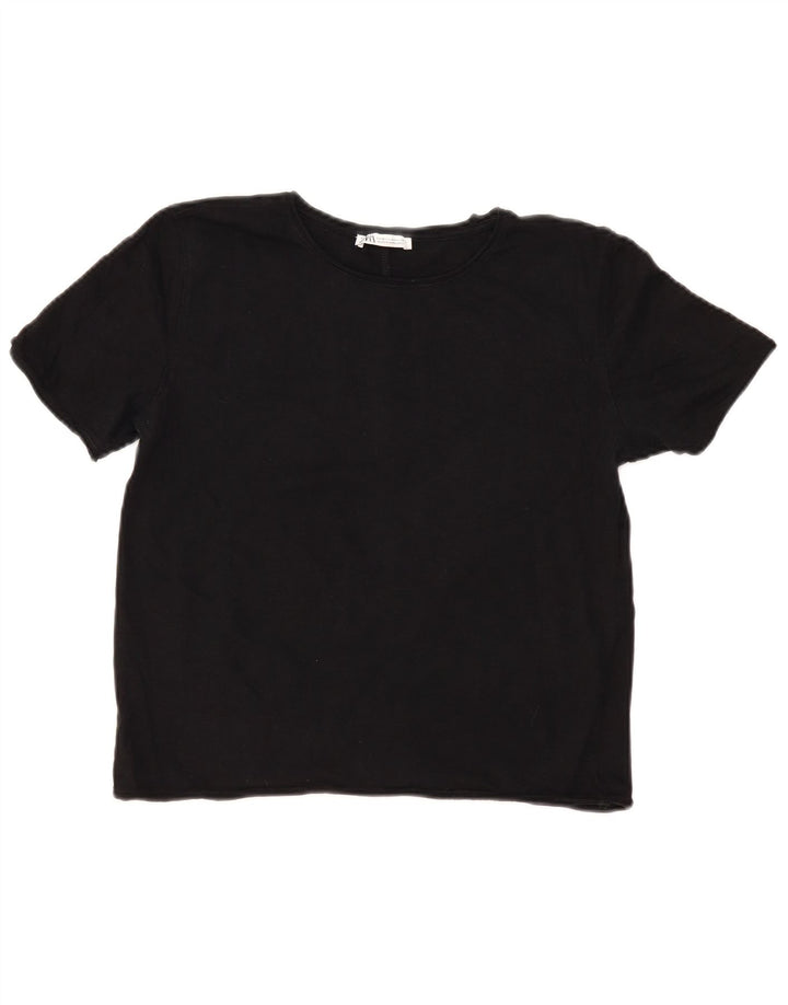 Zara Mujer Camiseta Top Reino Unido 12 Mediano Negro