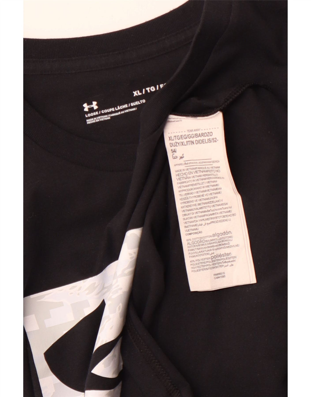 UNDER ARMOUR Camiseta gráfica para hombre Top XL Algodón negro