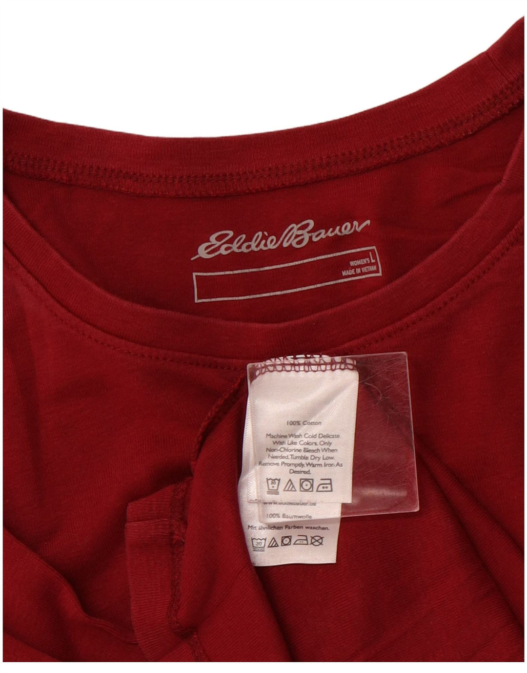 EDDIE BAUER Camiseta de manga larga para mujer UK 40 Grande Algodón burdeos