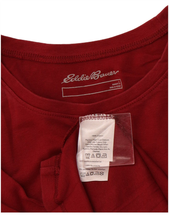 EDDIE BAUER Camiseta de manga larga para mujer UK 40 Grande Algodón burdeos