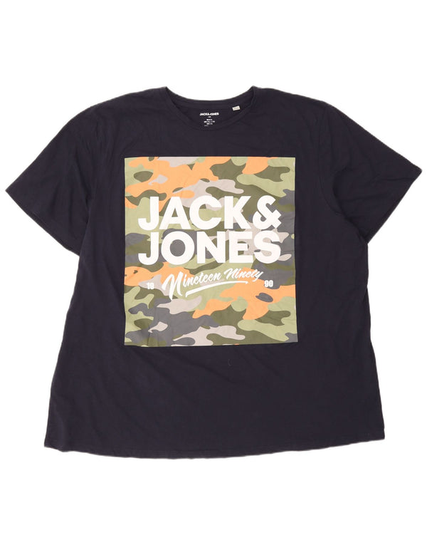 Jack & Jones - Camiseta gráfica para hombre, talla 4XL, algodón azul marino