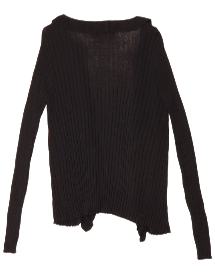 Zara Mujer Cárdigan Abierto Suéter UK 46 Large Negro