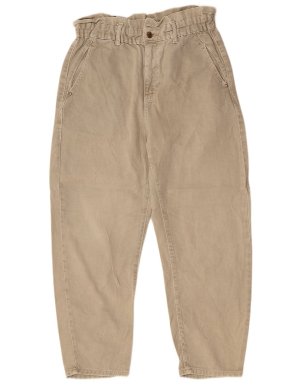 Zara Vaqueros recortados cónicos de cintura alta para mujer EU 38 Small W28 L25 Beige