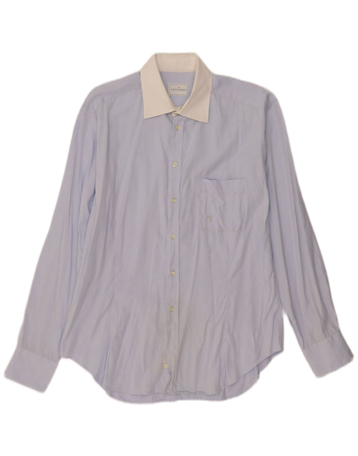 Camisa Trussardi para hombre Talla 42 16 1/2 Grande Azul Colorblock