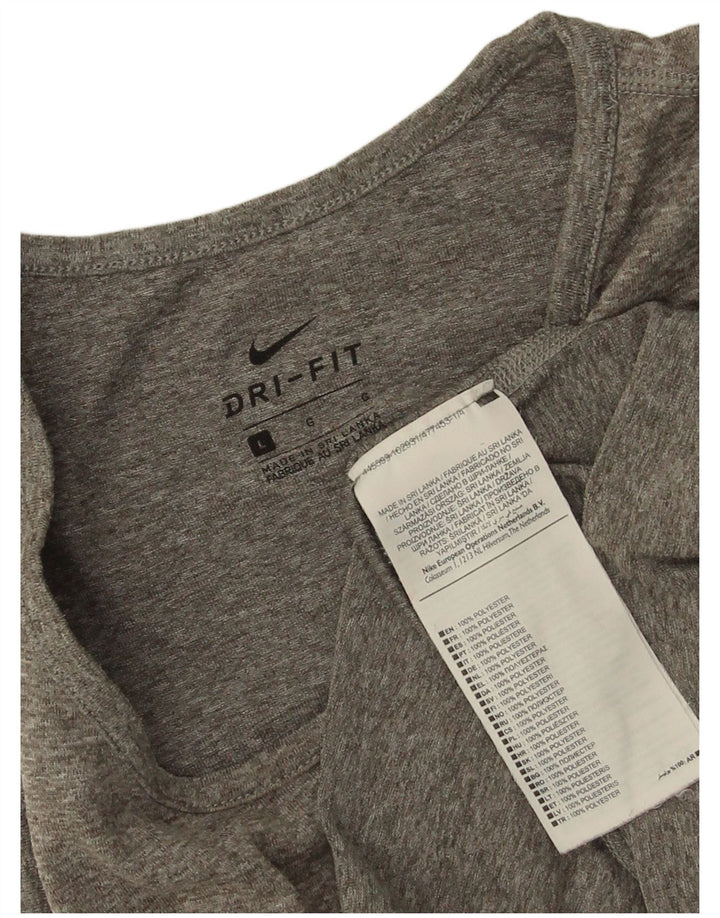 Nike Dri Fit Graphic Vest Top para mujer UK 16 Grande Gris Poliéster